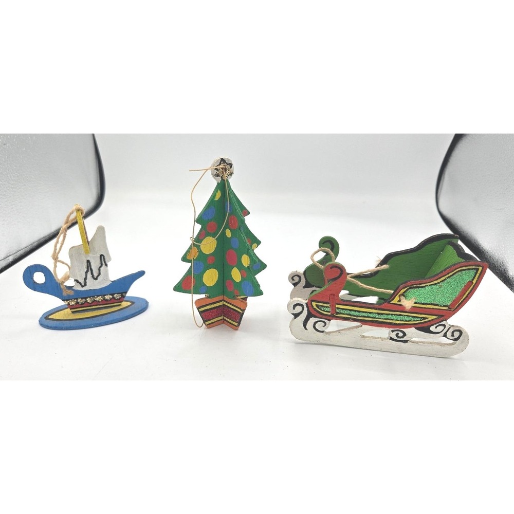 Vtg 13‎ Hand-Painted Wooden Christmas Ornaments (Craft Master '72 Deluxe Set) - Picture 9 of 9